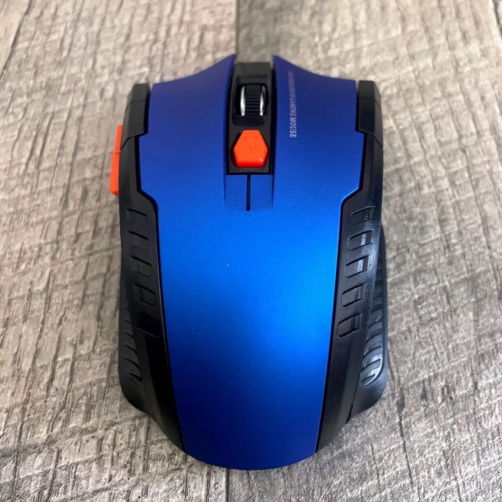 2.4GHz Wireless 6D Gaming Mouse Blue Black Optical‎ 6-Button USB Nano Receiver